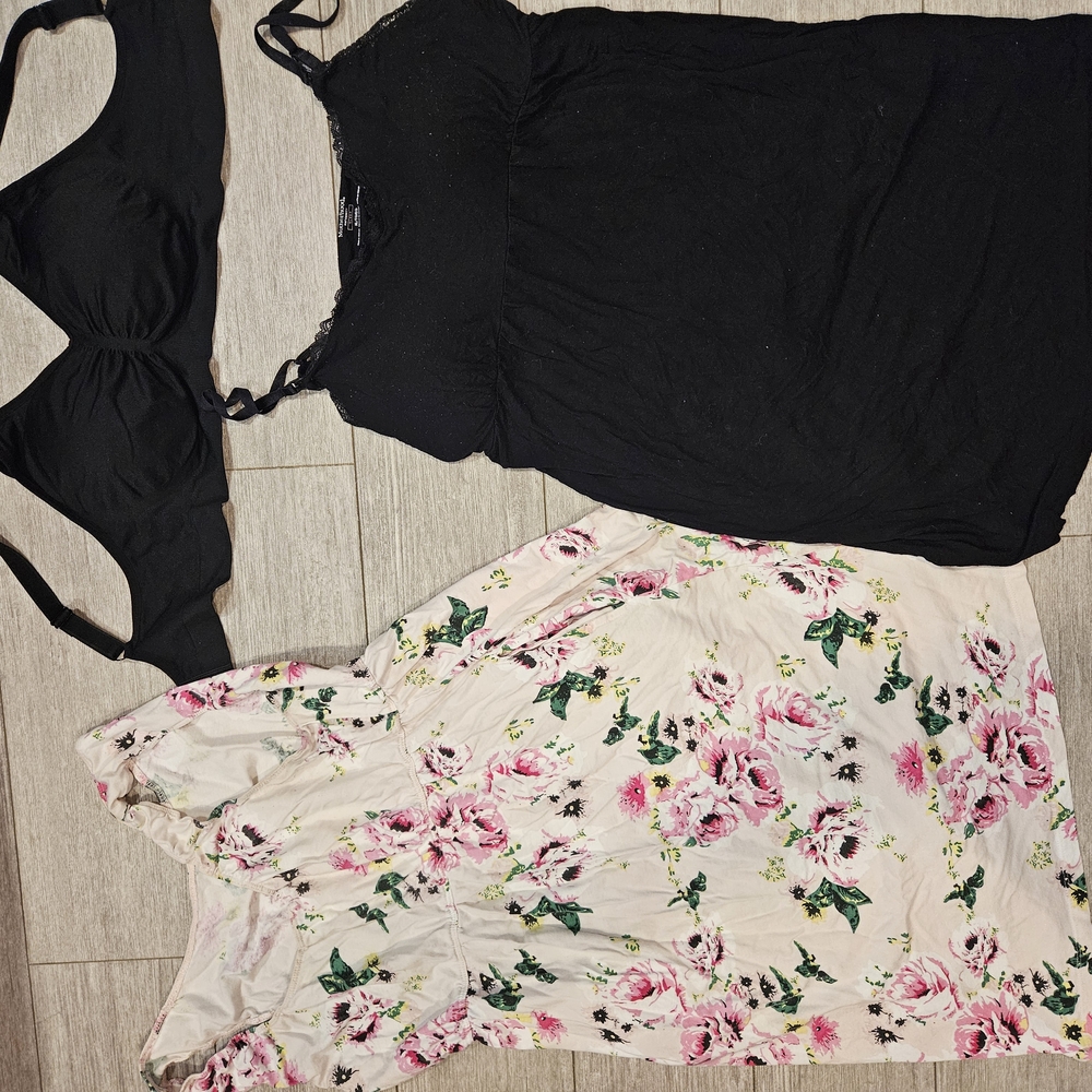 Nursing Maternity Dresses Labor Hospital Gowns Large Floral Black Lace Nursing
